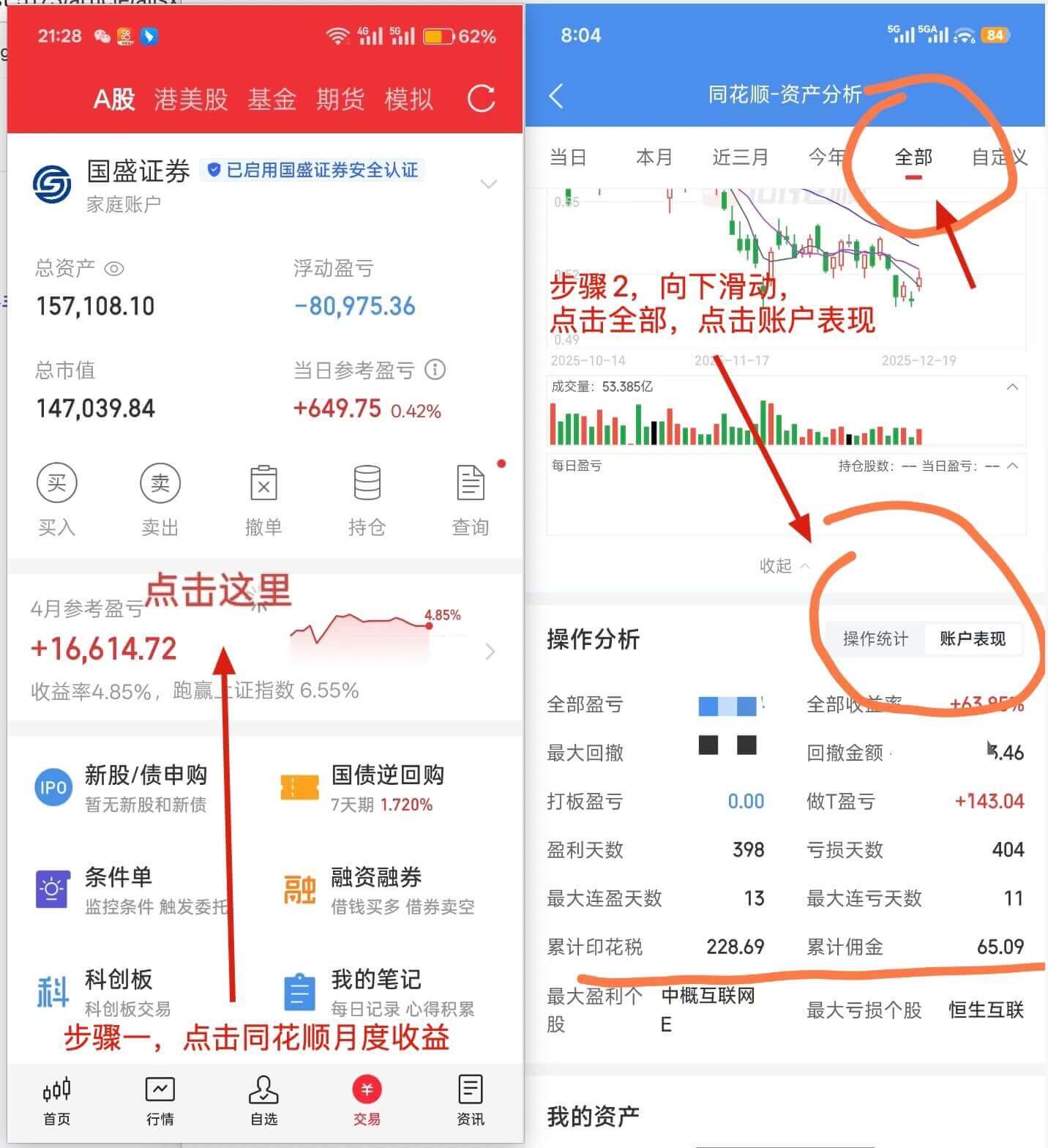 万0.85免5开户，查询累计手续费示意